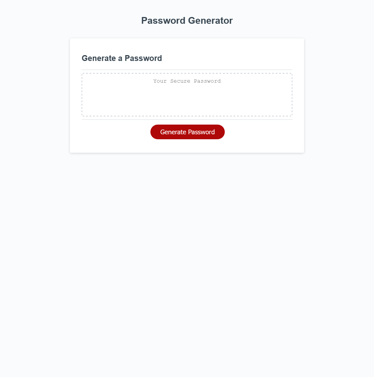 random password generator website homepage